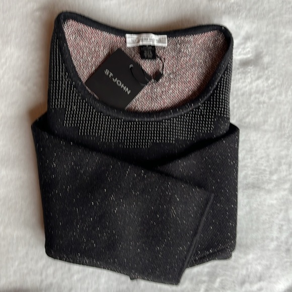 St. John Sport Madison Red Multi women’s size P beaded scoop neck black sweater - Picture 15 of 16